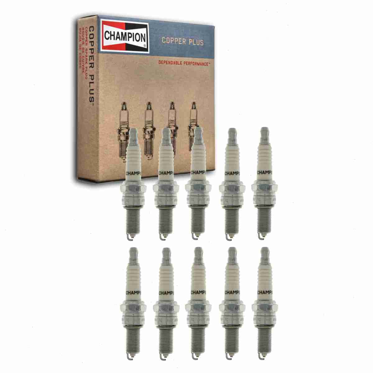 10 pc Champion 977 Copper Plus Spark Plugs for CPR8E CPR8EB CPR8EB-9 RG6YC Ignition Wire Secondary