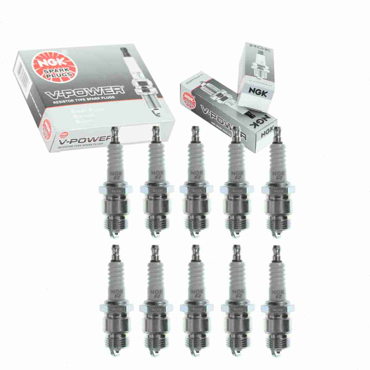 10 pc NGK 2438 V-Power Spark Plugs for 11 11C2 11S 156 166 1765178 21 21CC 21S 22 22CC 22S 3286 34 35 36 37 378 4011 409 44 45 45BP 45DP2 46 46BP 46DP2 5006 5007 5008 5009 5010 744 745 746 747 7550