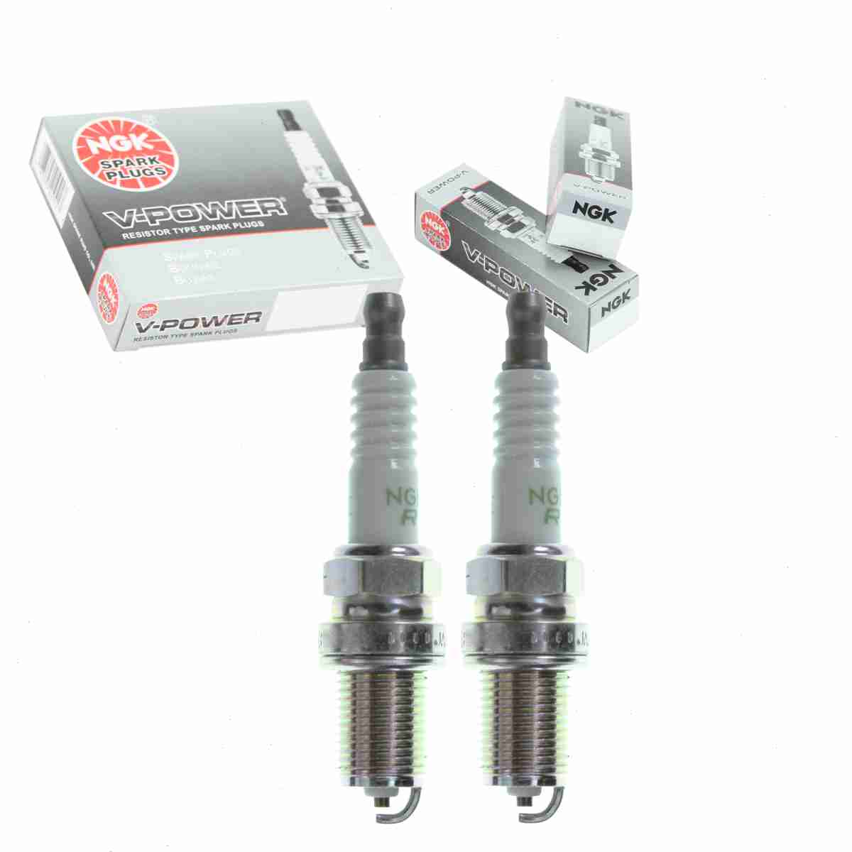 2 pc NGK 3735 V-Power Spark Plugs for 07-23116 22401KA100 3125 3182 7407 7408 B695-18-110 E3.56 F6DCO FR7KTC FR8KTC Q20-U Q20U11 Ignition Wire Secondary