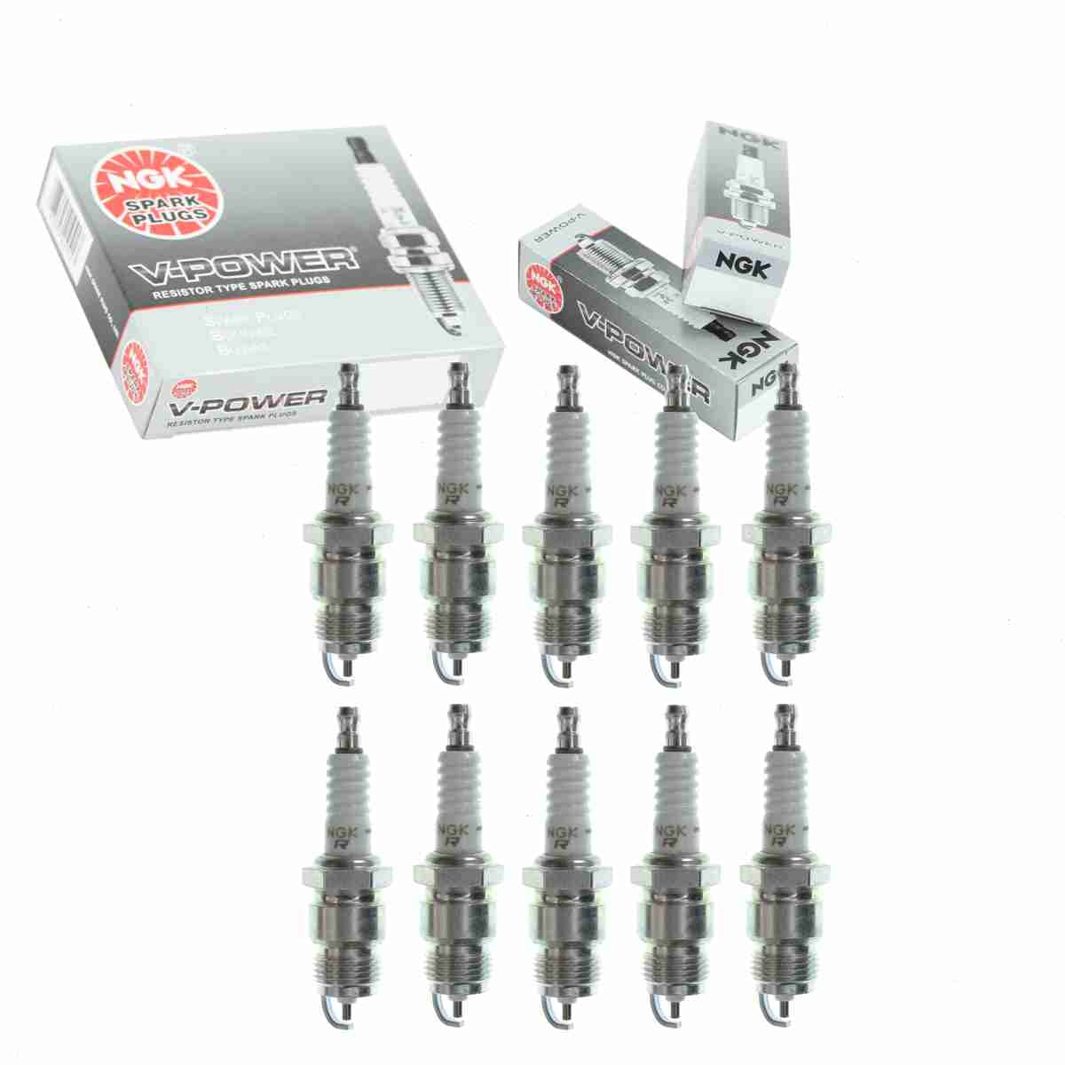 10 pc NGK 4652 V-Power Spark Plugs for 130 130C2 41-604 41-823 4130 5125 5125BP 5125DP2 7552 7952 BSF44C BSF44CF6 BSF44P BSF44PF6 BSF44PM DR10GC DR10GC0 DR10GCO RF14LC SP435 SP452 Ignition Wire