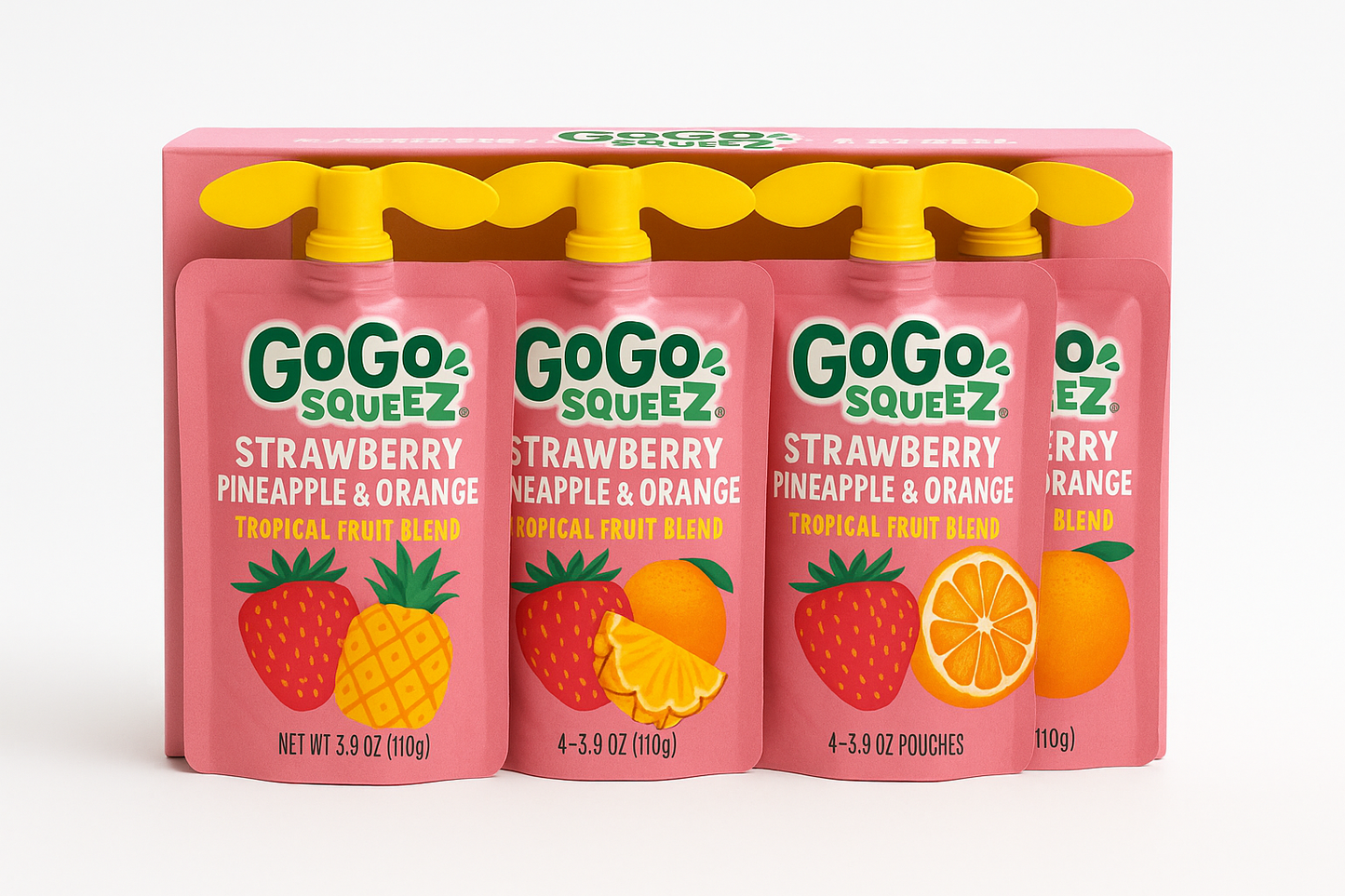 GoGo Squeez Fruit Blend, Strawberry Pineapple & Orange 4 x 3.9 oz