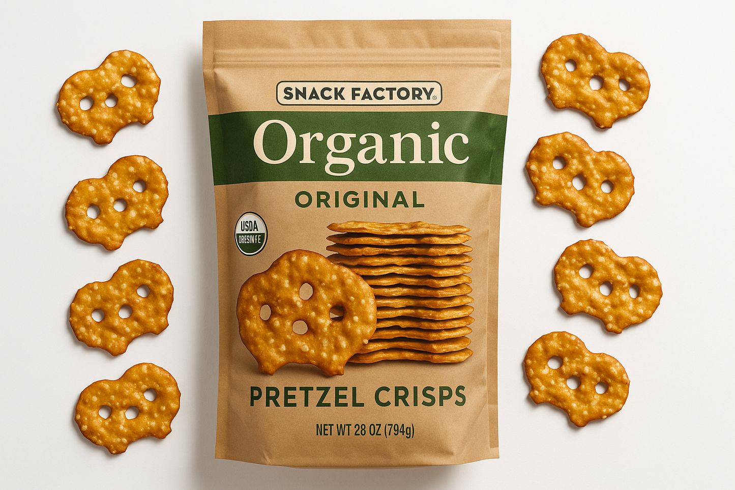 Snack Factory Organic Original Pretzel Crisps, 28 oz