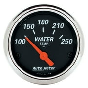 Autometer 1436 Designer Black Water Temperature Gauge, 2-1/16", 250 F, Electric