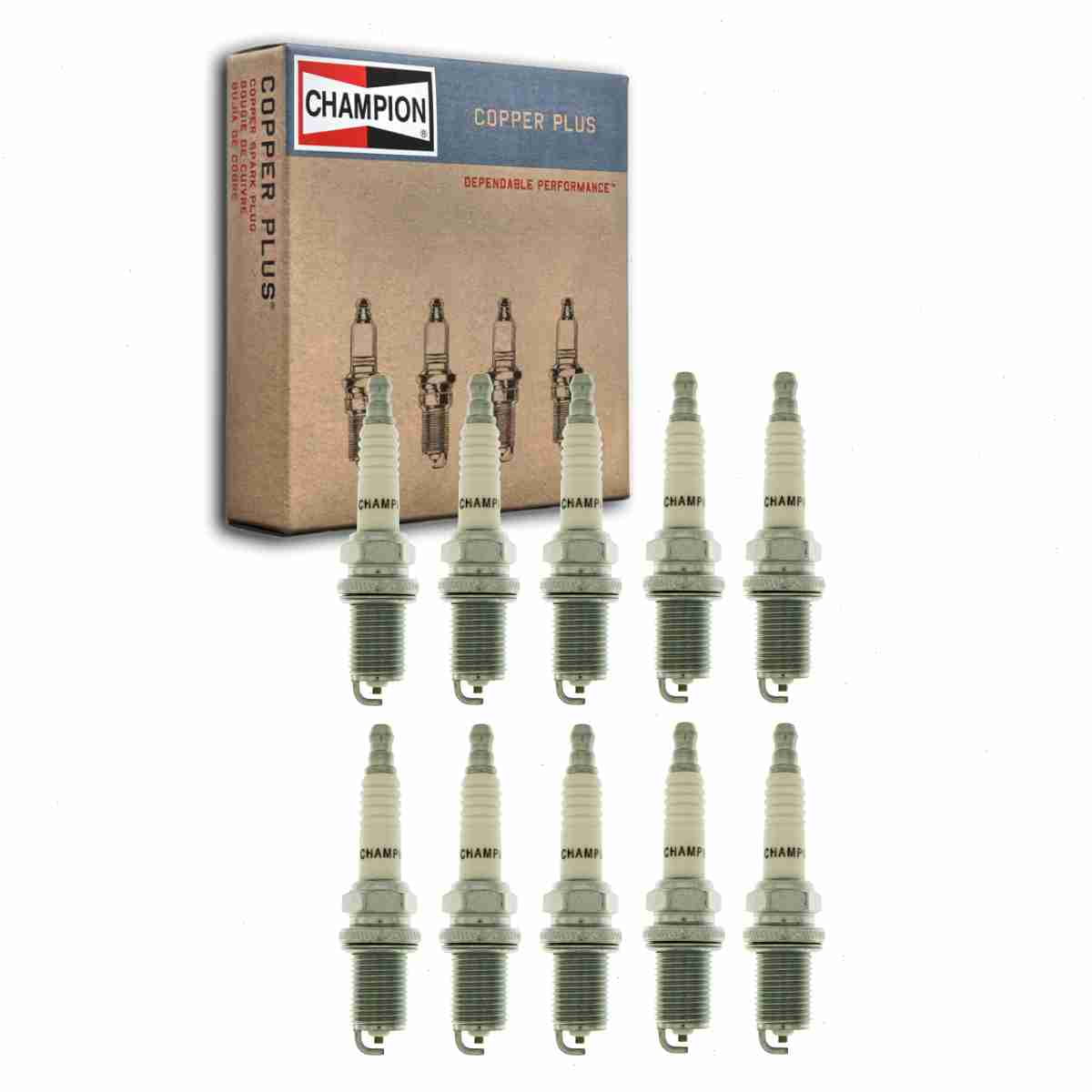 10 pc Champion 346 Copper Plus Spark Plugs for 7956 FR6AP10 FR7DCX PFR5N11 RC10YC4 Ignition Wire Secondary Fits select: 2002-2003 TOYOTA CAMRY, 2001-2009 TOYOTA PRIUS
