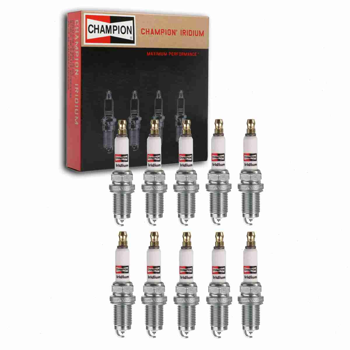 10 pc Champion 9000 Iridium Spark Plugs for IZFR5K RC10ZWYPB4 Ignition Wire Secondary Fits select: 2002-2009 HONDA CR-V, 2005-2010 HONDA ODYSSEY