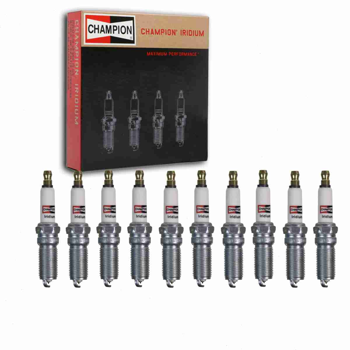 10 pc Champion 9300 Iridium Spark Plugs for RES12WYPB4 Ignition Wire Secondary Fits select: 2008-2017 CHEVROLET EQUINOX, 2010-2020 FORD FUSION