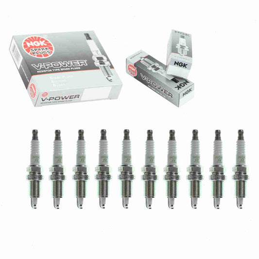 10 pc NGK 3459 V-Power Spark Plugs for 3412 4003 41-631 4203 438 438C2 7561 7961 9656 AP985 APP985 FR8VII33U FR9HC FR9HP K5RTC5 RC10PEC RC12ECC SP000ZFR5N Ignition Wire Secondary