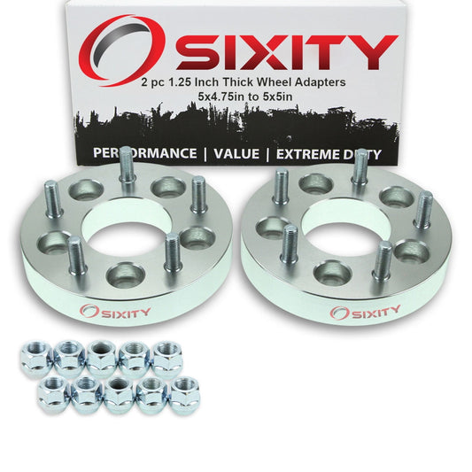 2 pc Sixity 1.25" Thick 5x4.75" to 5x5" Wheel Adapters - Pickup Truck SUV