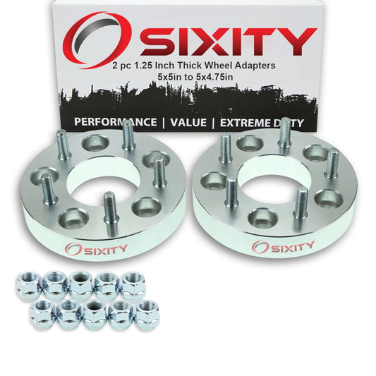 2 pc Sixity 1.25" Thick 5x5" to 5x4.75" Wheel Adapters - Pickup Truck SUV