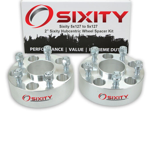 2 pc Sixity 2" 5x127 Wheel Spacers - Pickup Truck SUV 1/2-20tpi 1.25in Hubcentric