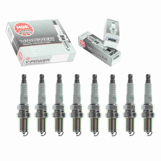 8 pc NGK 3735 V-Power Spark Plugs for 07-23116 22401KA100 3125 3182 7407 7408 B695-18-110 E3.56 F6DCO FR7KTC FR8KTC Q20-U Q20U11 Ignition Wire Secondary
