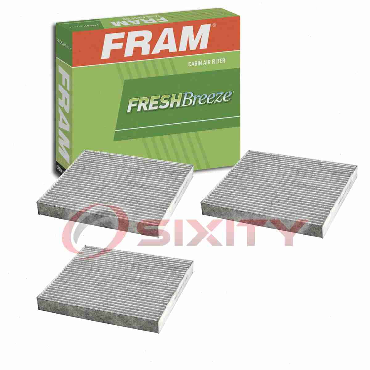 3 pc FRAM CF10381 Fresh Breeze Cabin Air Filters for AFC1239 CAF1903P CF-263 FPCF11776 MC35676 VCA-1082 WCA1903 HVAC Heating Ventilation Air Conditioning Vent Filters