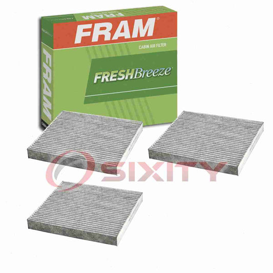 3 pc FRAM CF10381 Fresh Breeze Cabin Air Filters for AFC1239 CAF1903P CF-263 FPCF11776 MC35676 VCA-1082 WCA1903 HVAC Heating Ventilation Air Conditioning Vent Filters