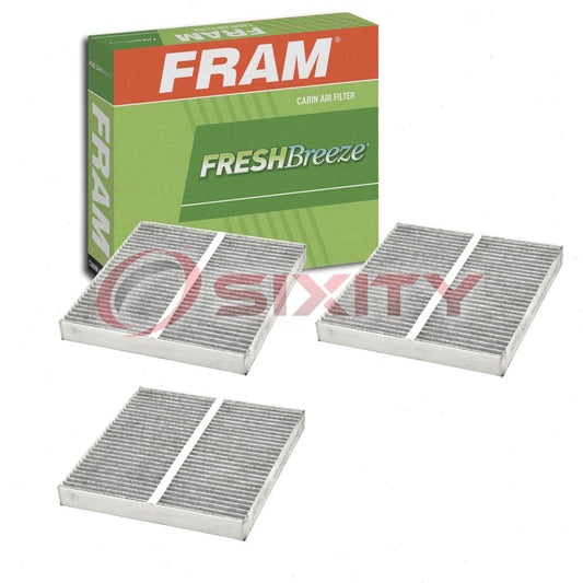 3 pc FRAM CF10372 Fresh Breeze Cabin Air Filters for 3687 68071668AA C26176 CF-256 FCAF1898P PC-4482 VCA-1077 HVAC Heating Ventilation Air Conditioning Vent Filters