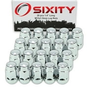 20 pc Sixity Chrome Bulge Acorn Wheel Lug Nuts - M12x1.5mm 1.4" Standard Capped