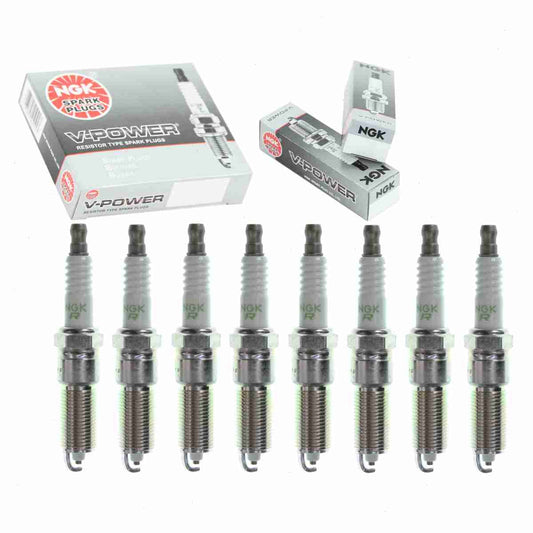 8 pc NGK 5306 V-Power Spark Plugs for 443 443C2 570 570C2 6711 7994 E3.66 RE14MCC4 RE16MC S2LZTR4A11 SOLZTR4A11 Ignition Wire Secondary Fits select: 2003-2008 DODGE RAM 1500