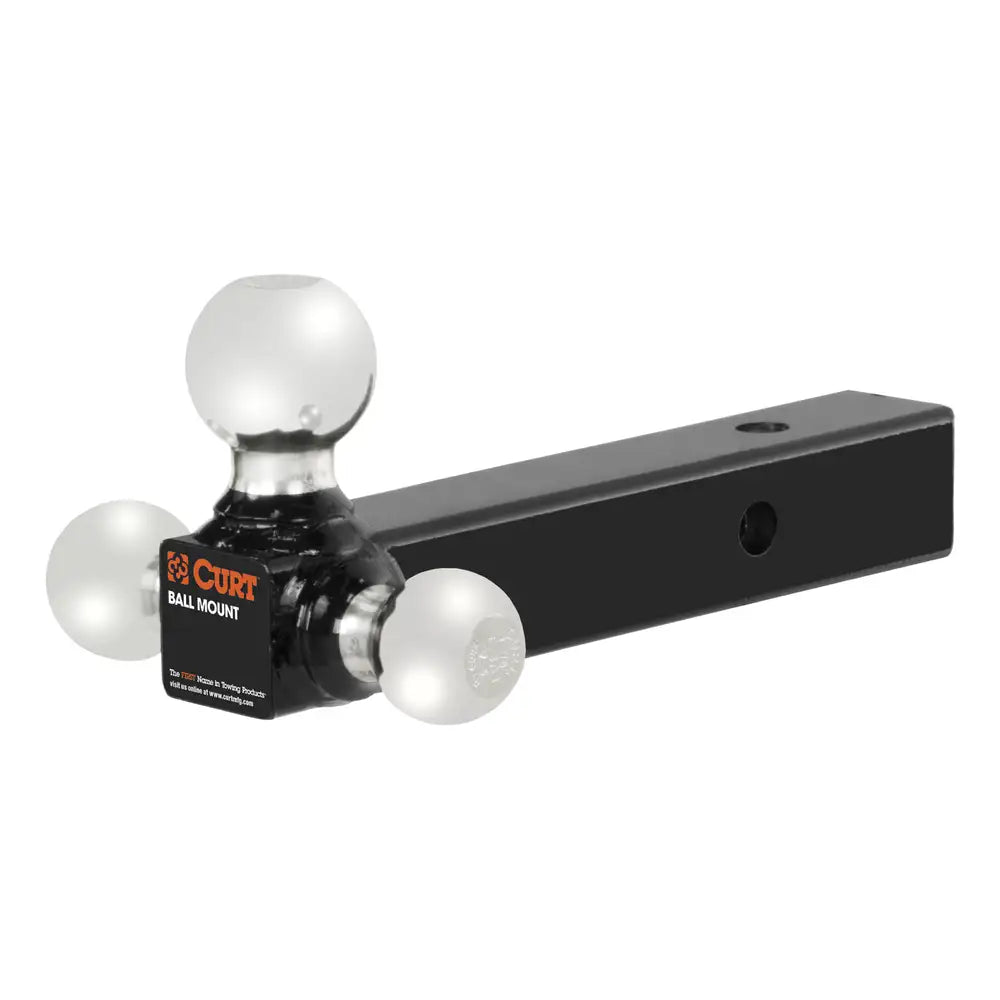 CURT 45655 Multi-Ball Trailer Hitch Ball Mount, 1-7/8, 2, 2-5/16-Inch Balls, Fits 2-Inch Receiver, 10,000 lbs