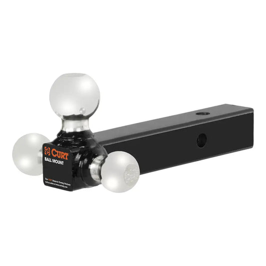 CURT 45655 Multi-Ball Trailer Hitch Ball Mount, 1-7/8, 2, 2-5/16-Inch Balls, Fits 2-Inch Receiver, 10,000 lbs