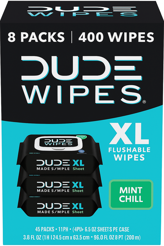 DUDE XL Flushable Wipes, Mint Chill, 8 ct., 400 wipes