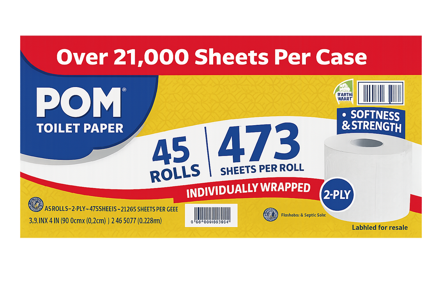 POM 2-Ply Toilet Paper 45 rolls, 473 sheets/roll