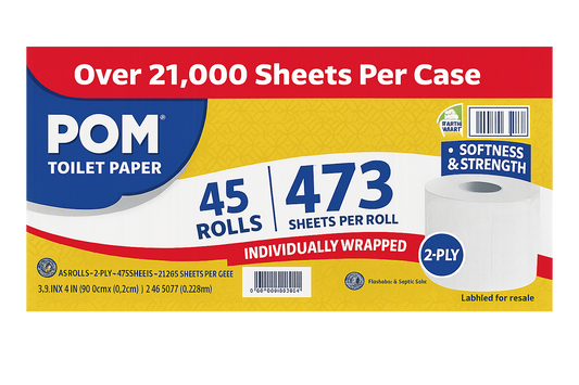 POM 2-Ply Toilet Paper 45 rolls, 473 sheets/roll