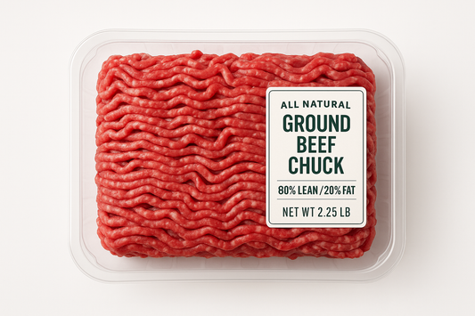 All Natural 80% Lean/20% Fat Ground Beef Chuck Tray, 2.25 lb