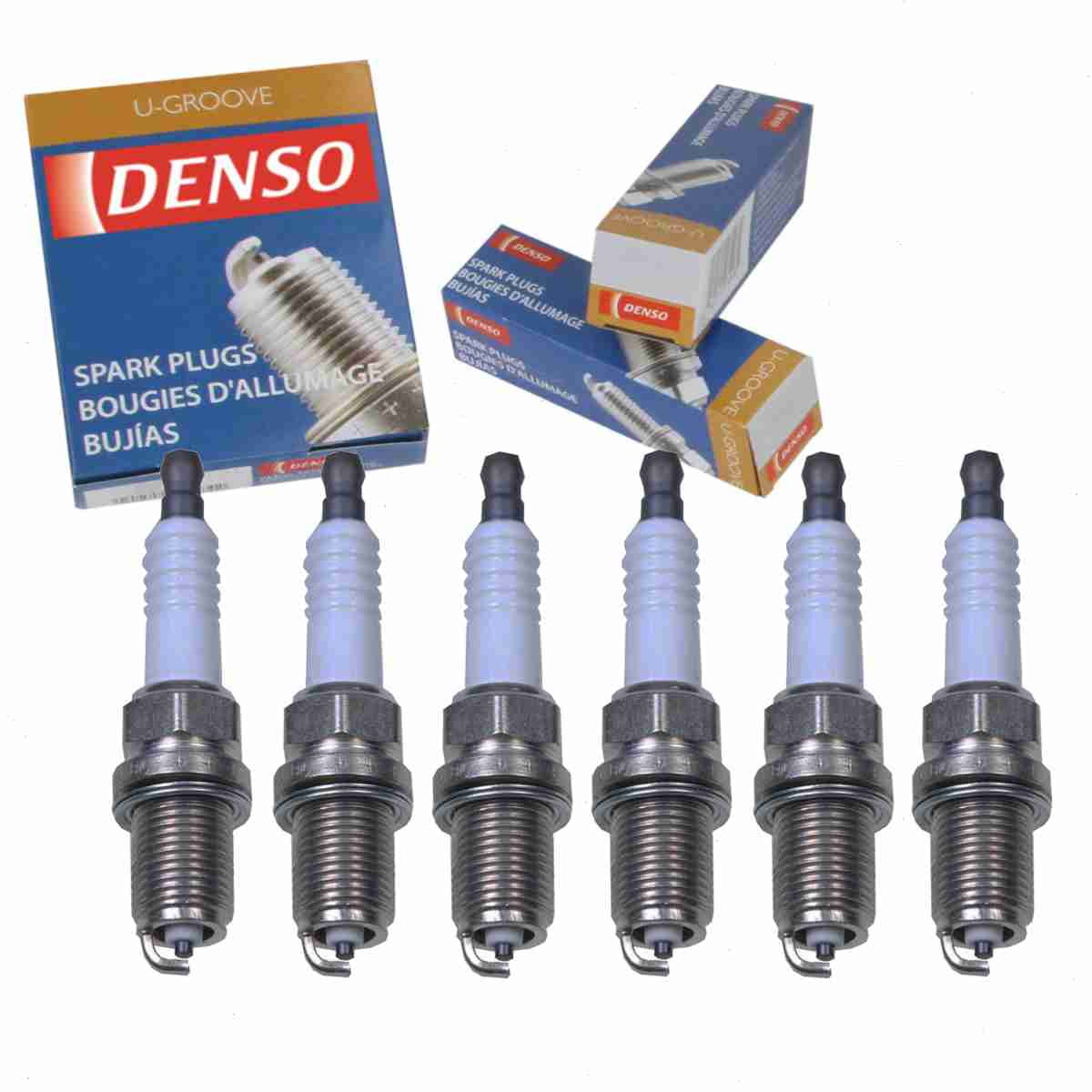 6 pc DENSO 3191 Standard U-Groove Spark Plugs for 003 159 31 03 0K23A-18-110 19302726 19307140 22401-20J05 5600 6240 5614286 5962H8 5962J1 88901014 K16PR-U MS851571 Ignition Wire Secondary