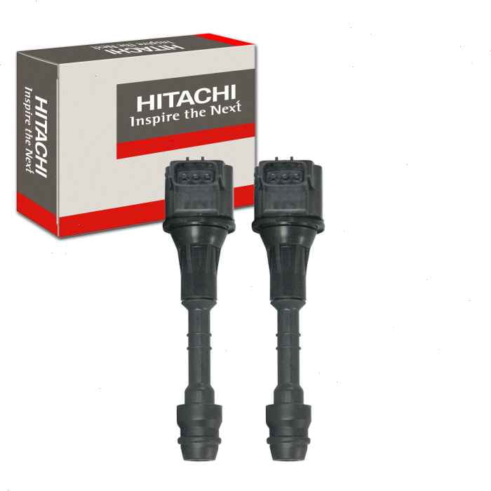 2 pc Hitachi IGC0004 Ignition Coils for 22448-7S015 C1483 E1010 Spark Plug Wire Boot