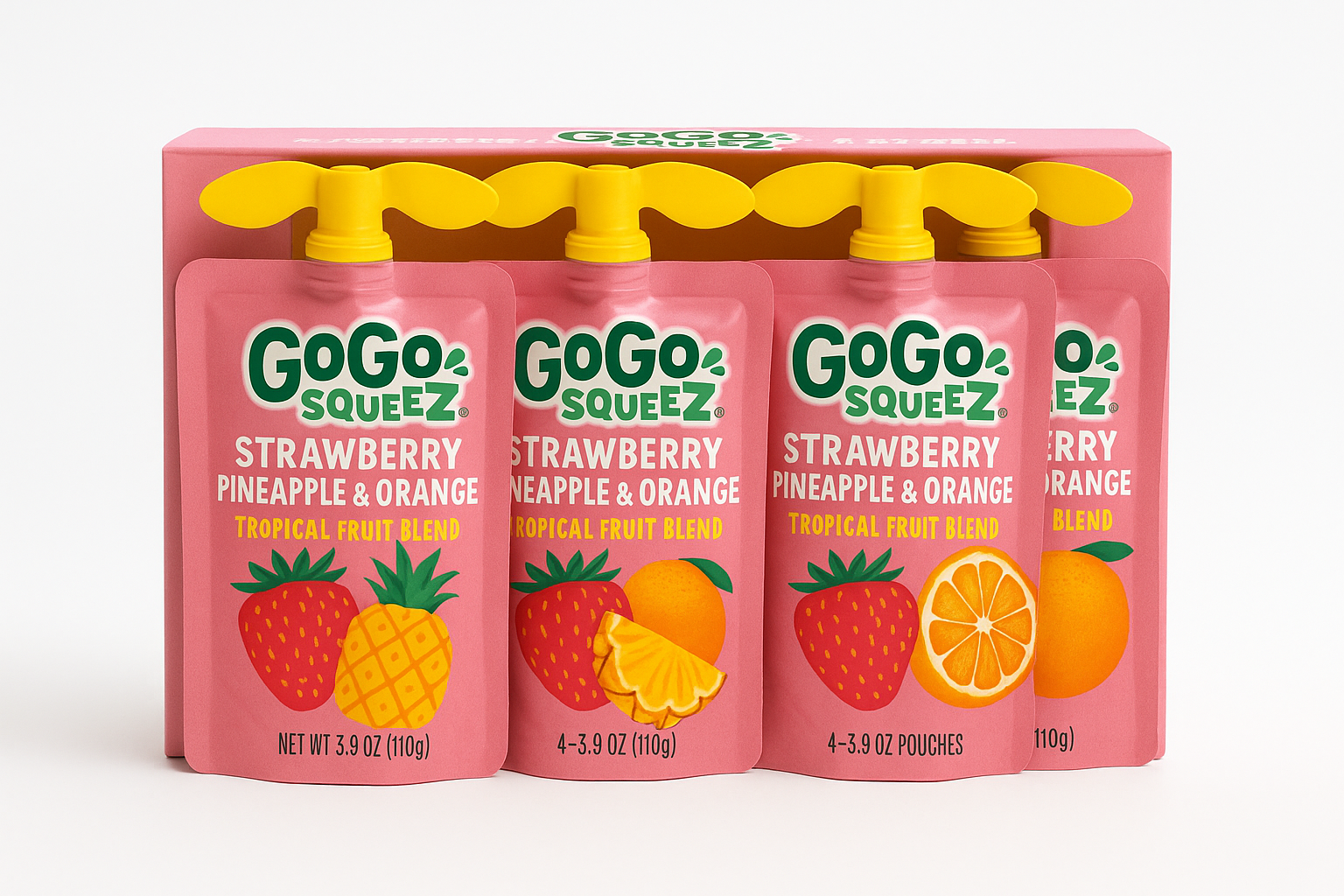 GoGo Squeez Fruit Blend, Strawberry Pineapple &amp; Orange 4 x 3.9 oz
