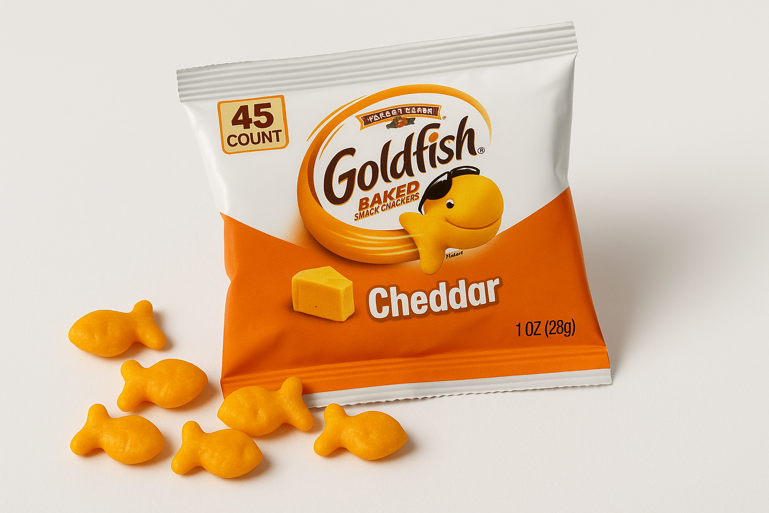 Goldfish Baked Snack Crackers, Cheddar, 1 oz, 45-count