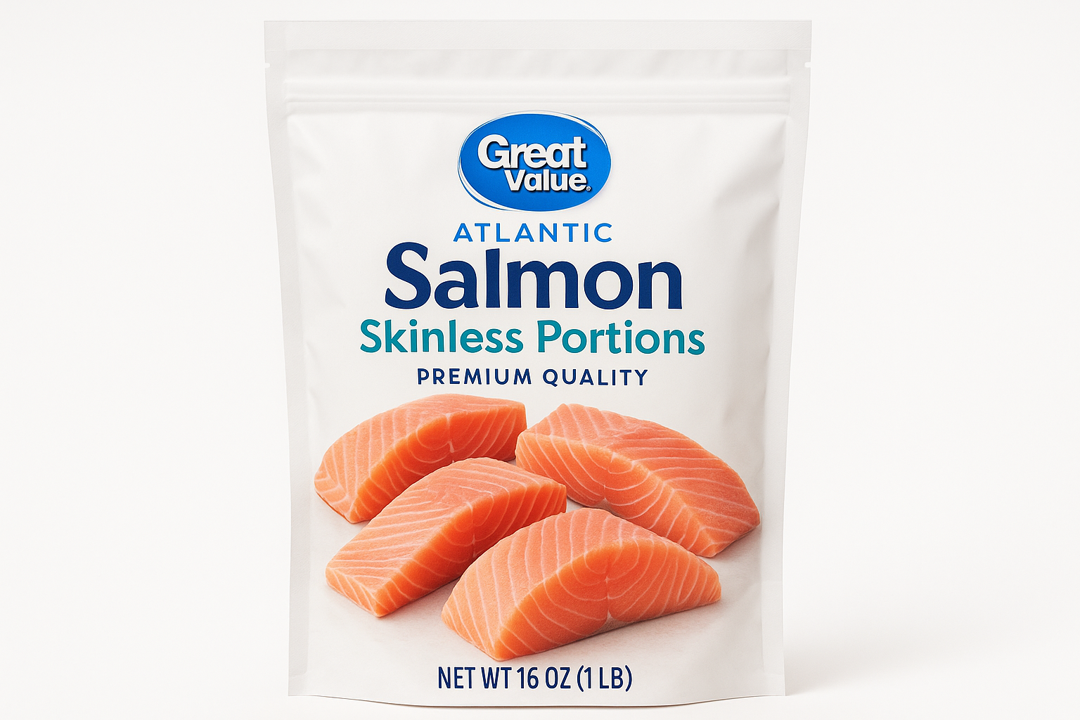 Great Value Atlantic Salmon Skinless Portions 16 oz