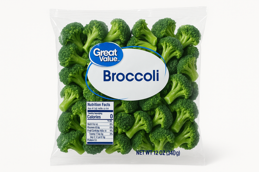 Great Value Broccoli, 12 oz frozen bag (Walmart)