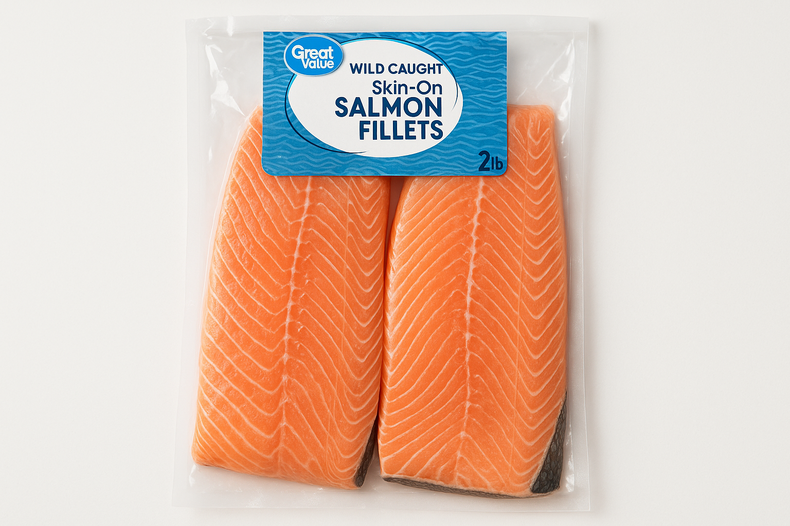 Great Value Wild Caught Skin-on Salmon Fillets 2 lb