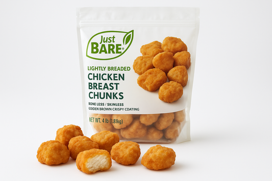 Just Bare Lightly Breaded Chicken Breast Chunks, Boneless Skinless, 4 lbs