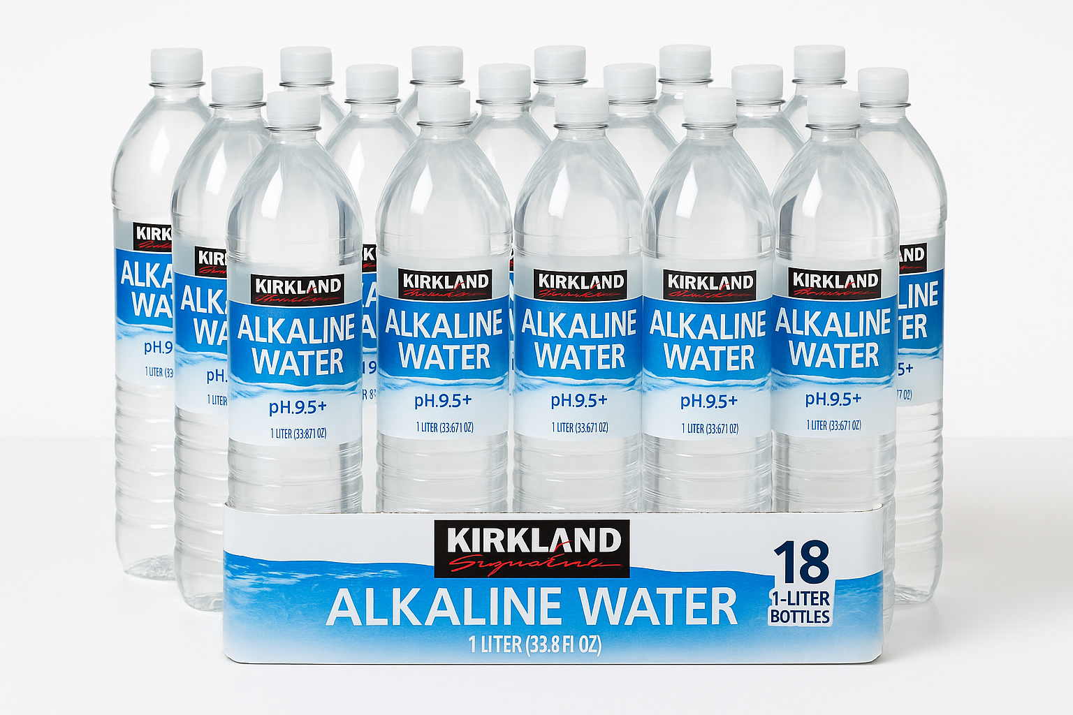 Kirkland Signature Alkaline Water, 1 L, 18-count