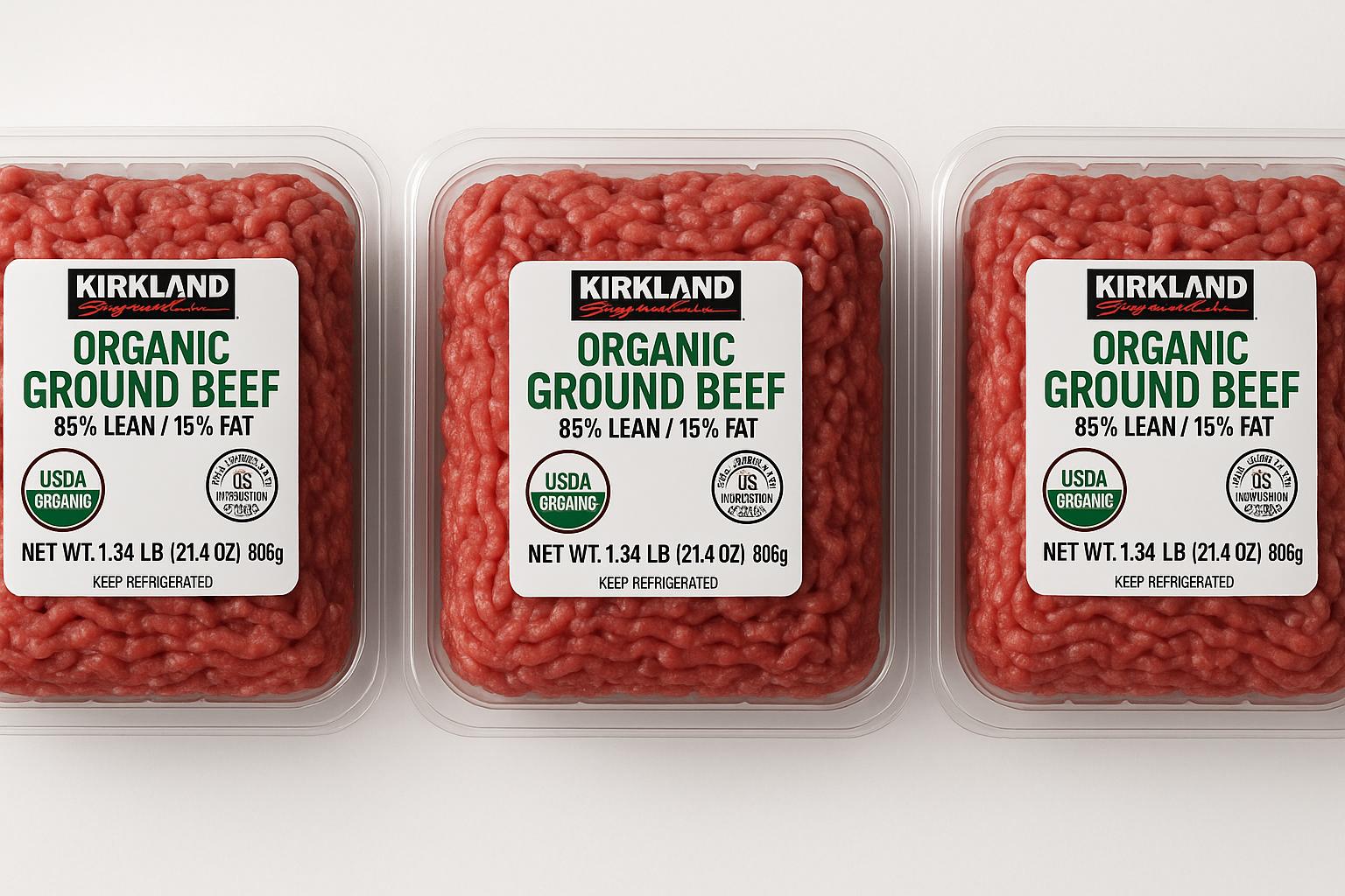 Kirkland Signature Organic Ground Beef, 1.34lb,3 count Costco
