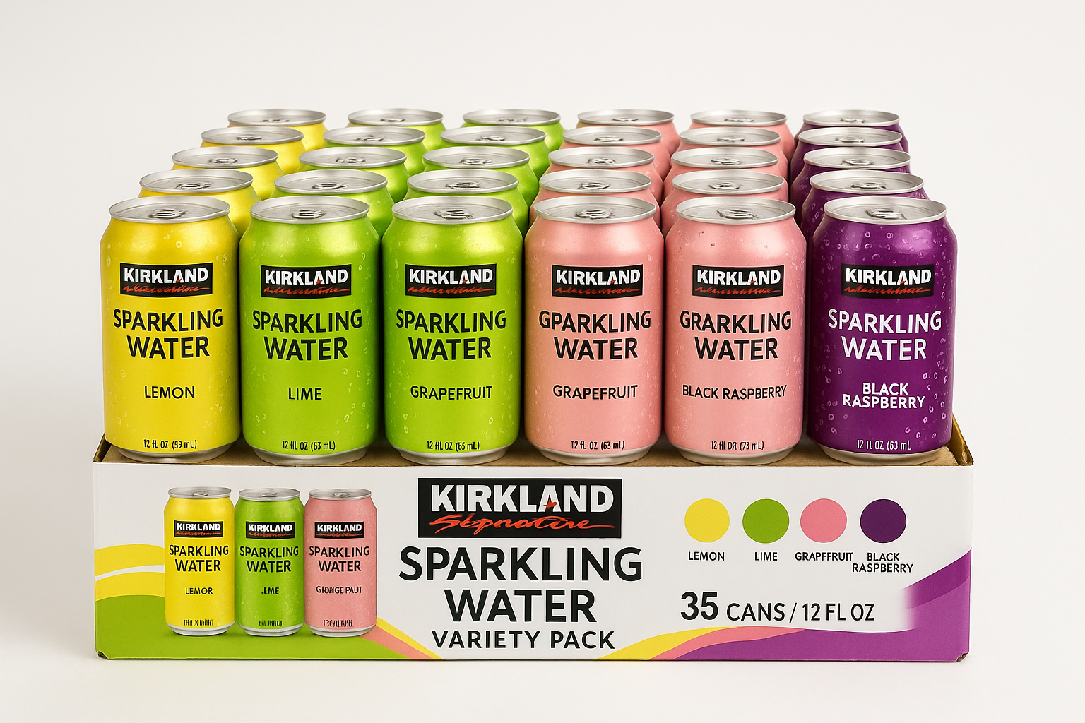 Kirkland Signature Sparkling Water, Variety Pack, 35 count, 12 oz
