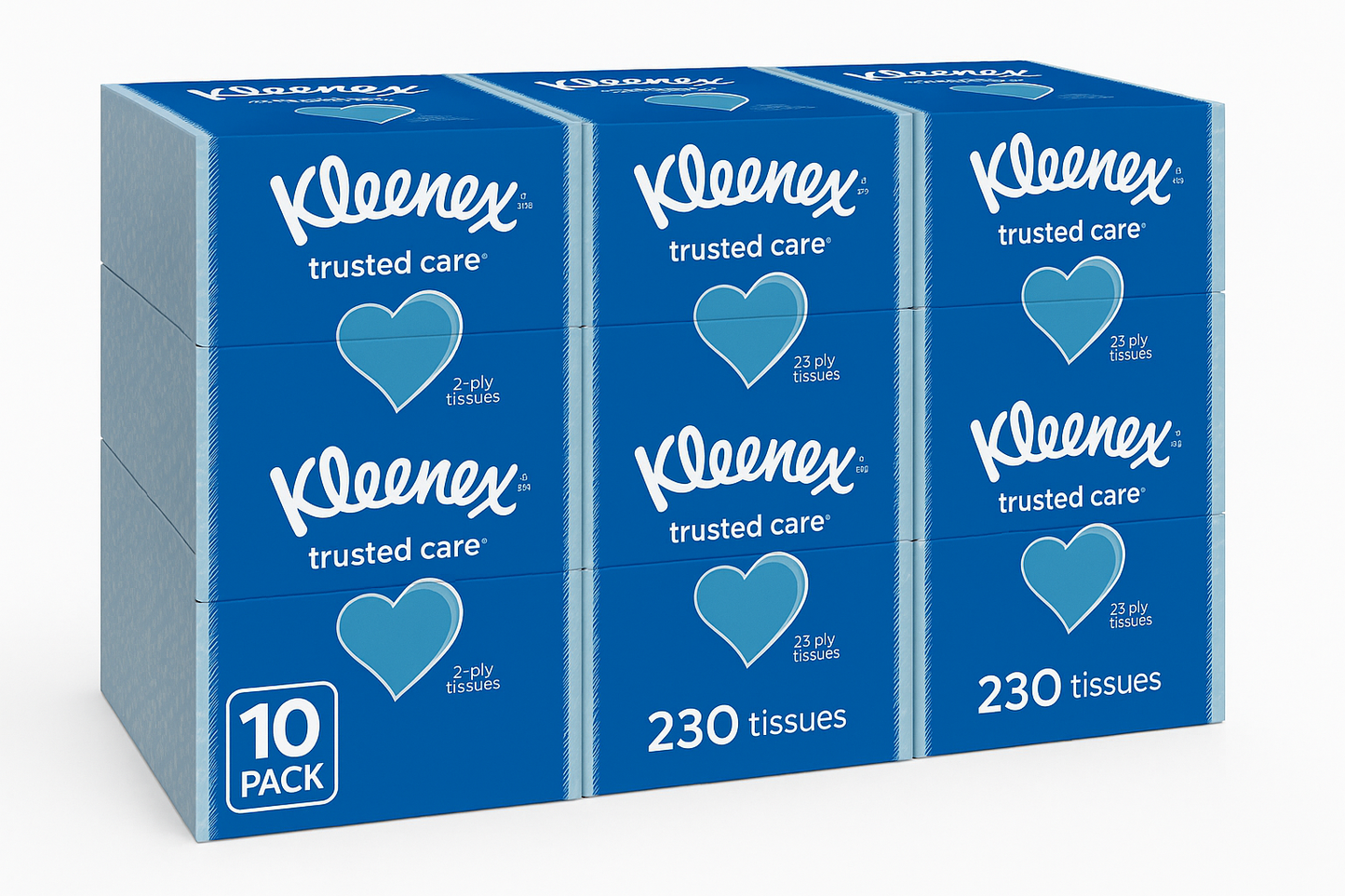 Kleenex Trusted Care Facial Tissue, 2-Ply, 230-count, 10-pack