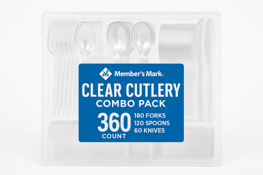 Member's Mark Clear Cutlery Combo Pack, Forks, Knives, Spoons, 360 ct