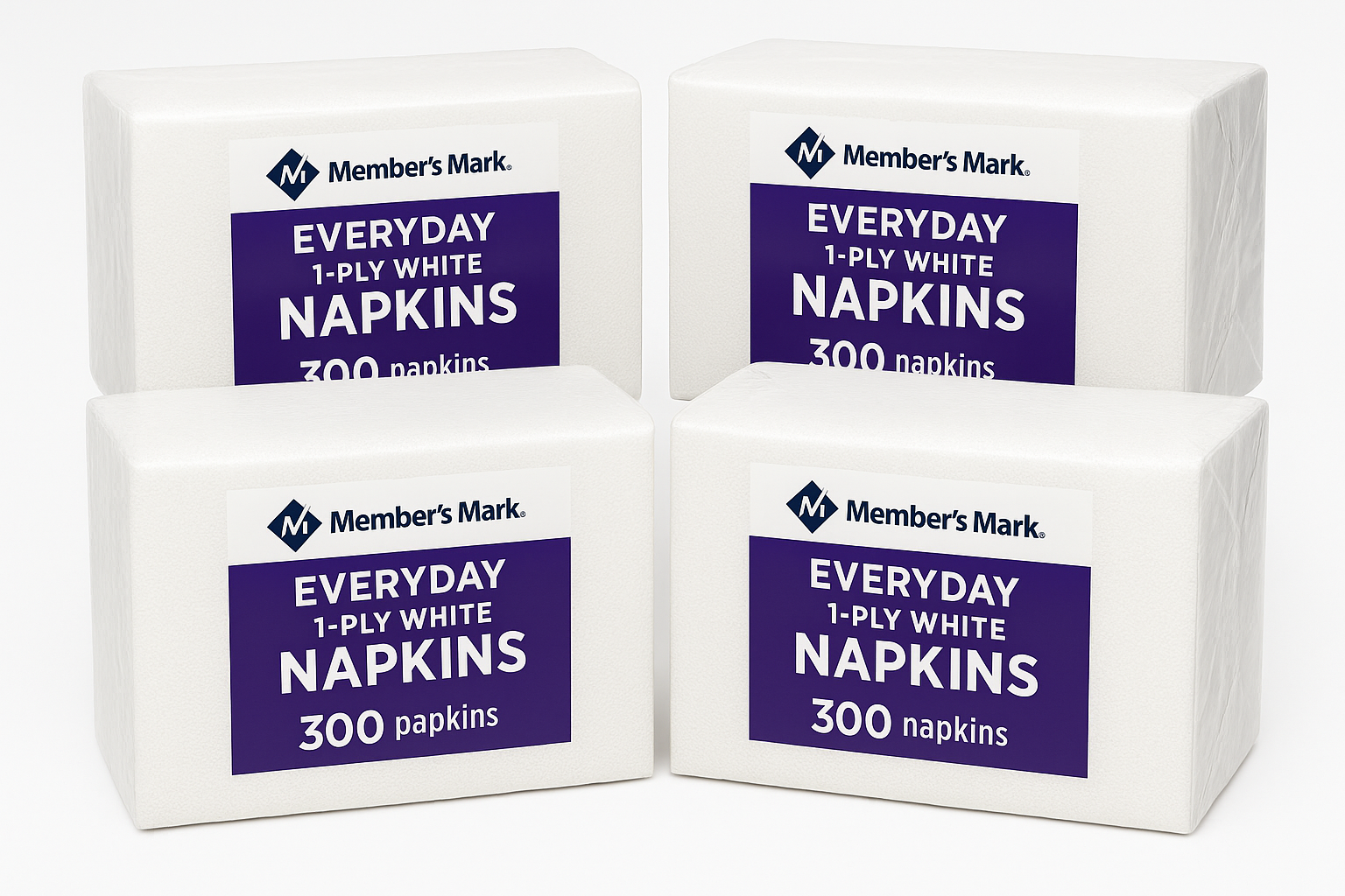 Member's Mark Everyday 1-Ply White Napkins, 4 pks., 300 napkins/pk