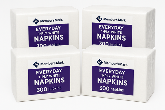 Member's Mark Everyday 1-Ply White Napkins, 4 pks., 300 napkins/pk