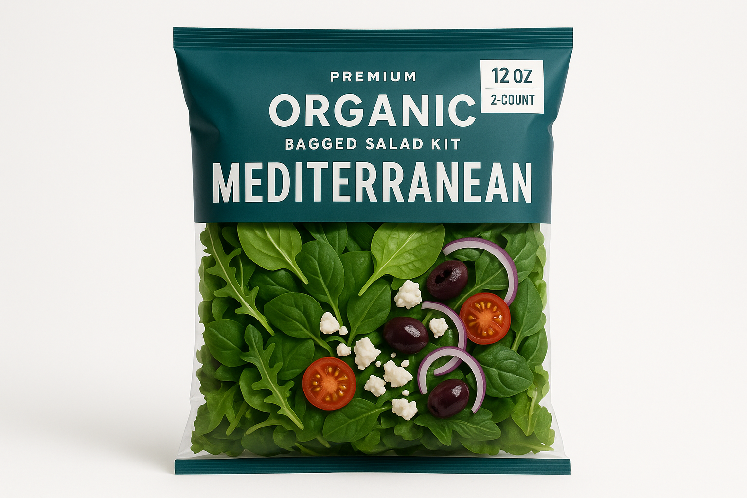 Organic Mediterranean Bagged Salad Kit, 12 oz, 2-count