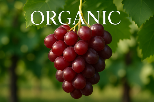 Red grapes with organic title