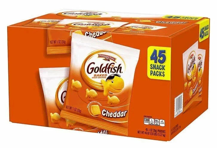 Goldfish Baked Snack Crackers, Cheddar, 1 oz, 45-count Box