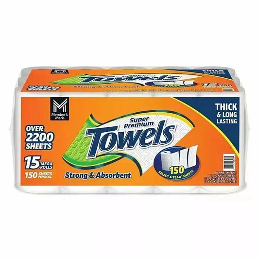 Member's Mark Select & Tear 2-Ply Paper Towels, 15 rolls, 150 sheets/roll